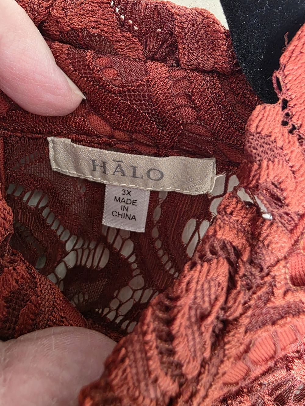 HALO Crochet Lined Sleeveless Top Plus Size 3X Red Rust - Picture 6 of 8